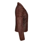 Womens Vintage Slim Fitted Soft Real Leather Ladies Biker Jacket - Image 21