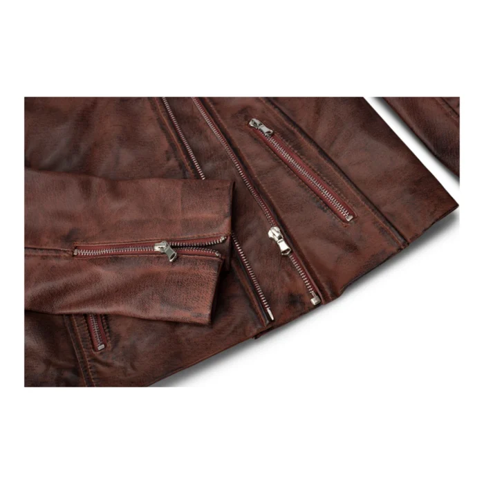Womens Vintage Slim Fitted Soft Real Leather Ladies Biker Jacket - Image 23