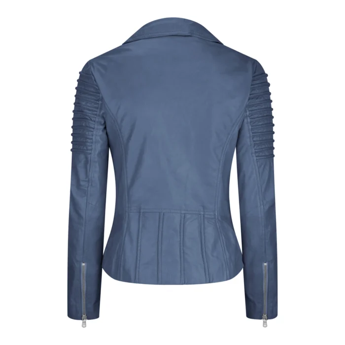 Womens Vintage Slim Fitted Soft Real Leather Ladies Biker Jacket - Image 11
