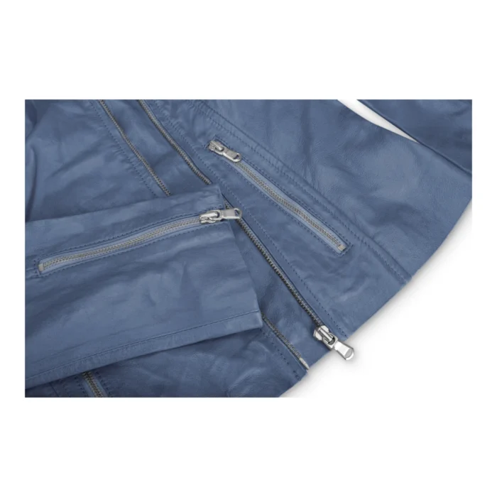 Womens Vintage Slim Fitted Soft Real Leather Ladies Biker Jacket - Image 12