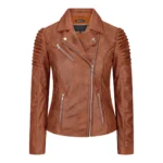 Womens Vintage Slim Fitted Soft Real Leather Ladies Biker Jacket - Image 13