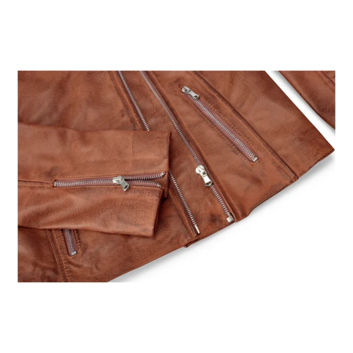 Womens Vintage Slim Fitted Soft Real Leather Ladies Biker Jacket - Image 16