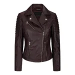 Womens Vintage Slim Fitted Soft Real Leather Ladies Biker Jacket - Image 17