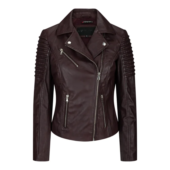 Womens Vintage Slim Fitted Soft Real Leather Ladies Biker Jacket - Image 17