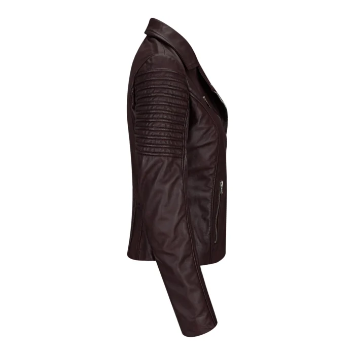 Womens Vintage Slim Fitted Soft Real Leather Ladies Biker Jacket - Image 18