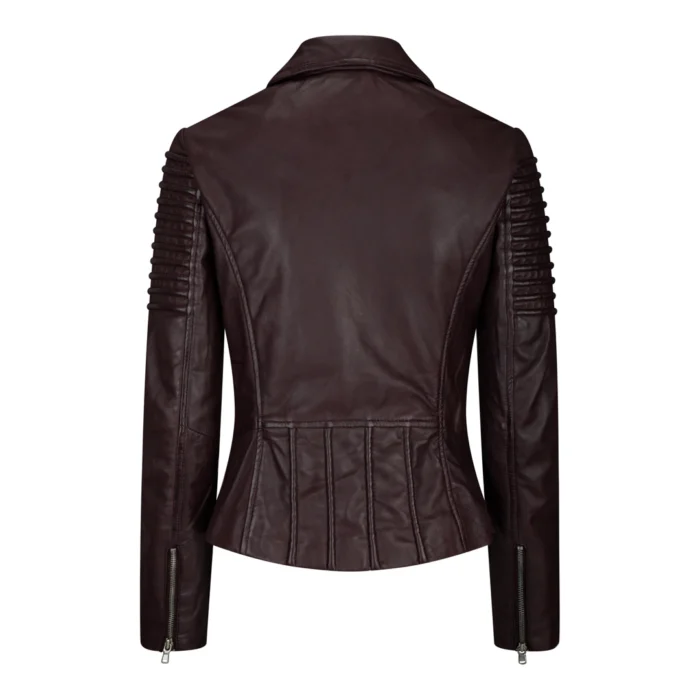 Womens Vintage Slim Fitted Soft Real Leather Ladies Biker Jacket - Image 19
