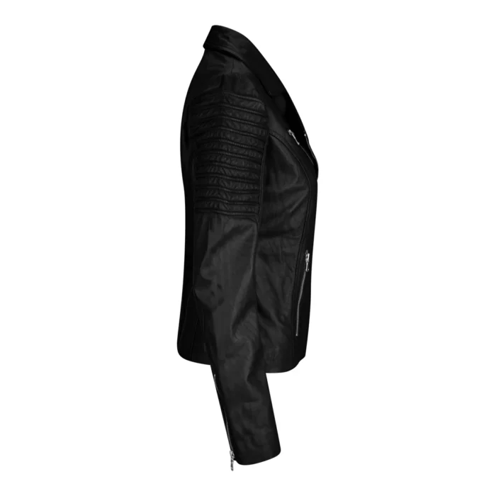Womens Vintage Slim Fitted Soft Real Leather Ladies Biker Jacket - Image 2