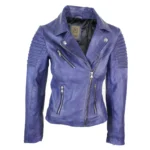 Womens Vintage Slim Fitted Soft Real Leather Ladies Biker Jacket - Image 24