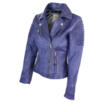 Womens Vintage Slim Fitted Soft Real Leather Ladies Biker Jacket - Image 25