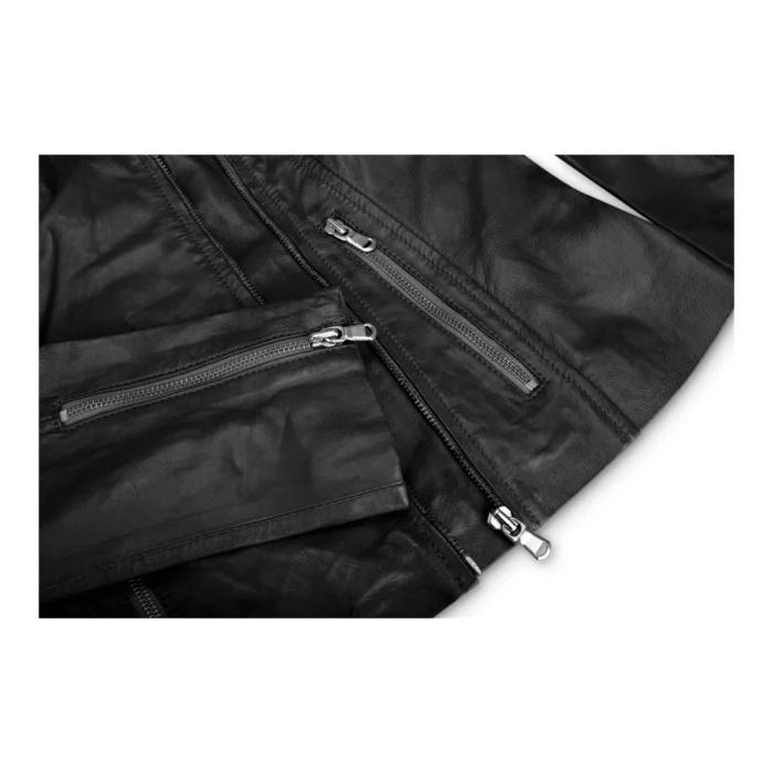 Womens Vintage Slim Fitted Soft Real Leather Ladies Biker Jacket - Image 4