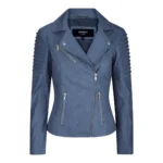 Womens Vintage Slim Fitted Soft Real Leather Ladies Biker Jacket - Image 9