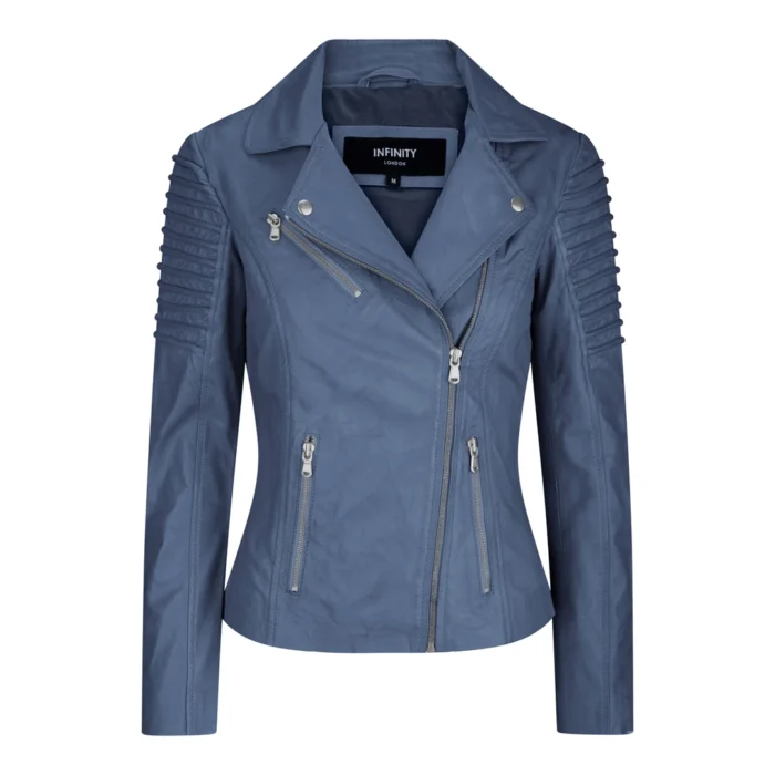 Womens Vintage Slim Fitted Soft Real Leather Ladies Biker Jacket - Image 9