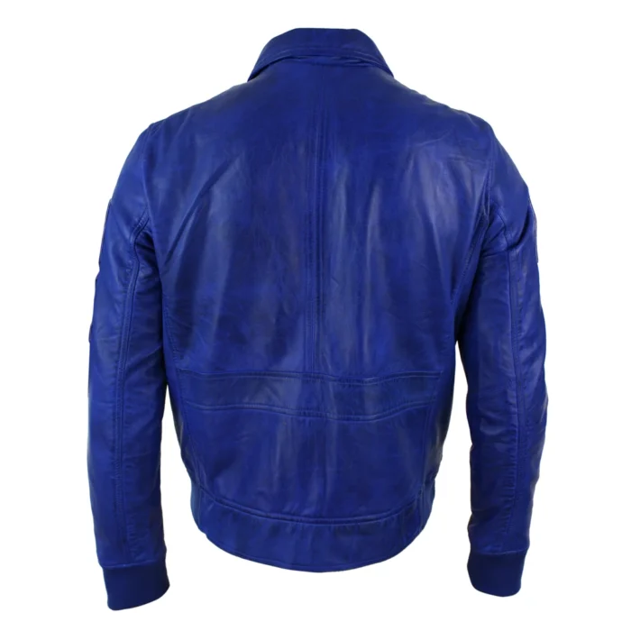 Mens Real Leather Black Bomber Badge Air Force Pilot Flying Jacket - Image 14