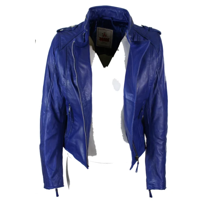 Ladies Women Genuine Real Leather Slim Fit Red Biker Jacket Velvet Lining - Image 10