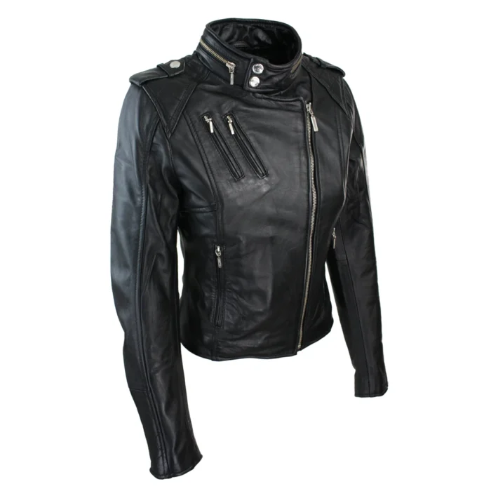 Ladies Women Genuine Real Leather Slim Fit Red Biker Jacket Velvet Lining - Image 2