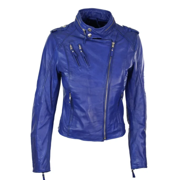 Ladies Women Genuine Real Leather Slim Fit Red Biker Jacket Velvet Lining - Image 7