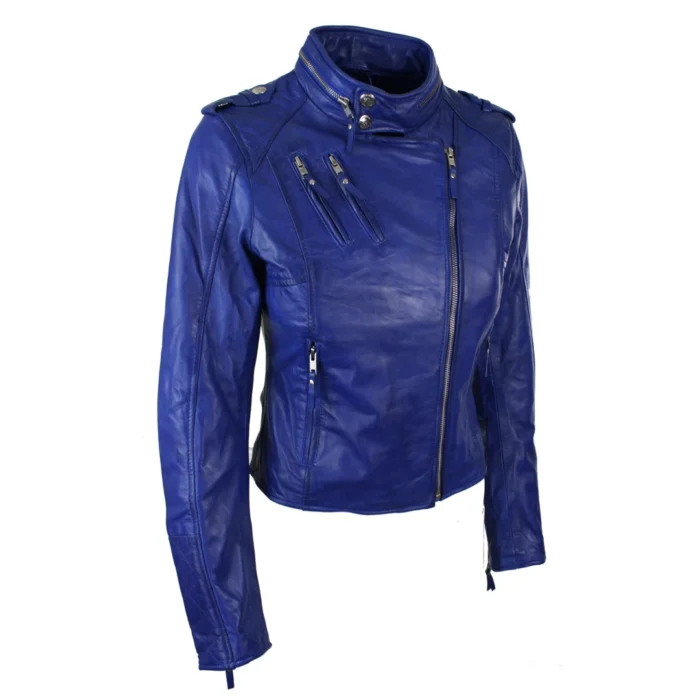 Ladies Women Genuine Real Leather Slim Fit Red Biker Jacket Velvet Lining - Image 8