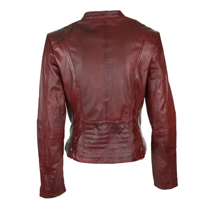New Ladies Womens Real Leather Slim Fit Soft Zip Biker Style Jacket - Image 15