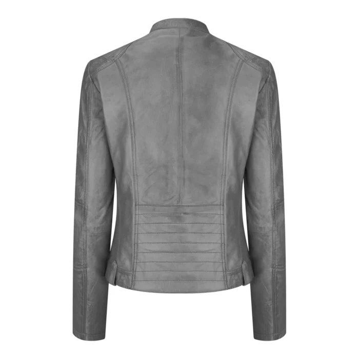 New Ladies Womens Real Leather Slim Fit Soft Zip Biker Style Jacket - Image 19