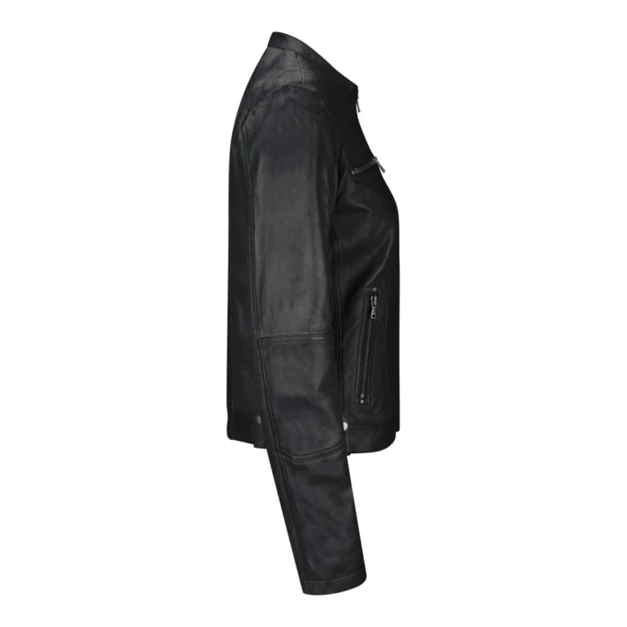 New Ladies Womens Real Leather Slim Fit Soft Zip Biker Style Jacket - Image 2