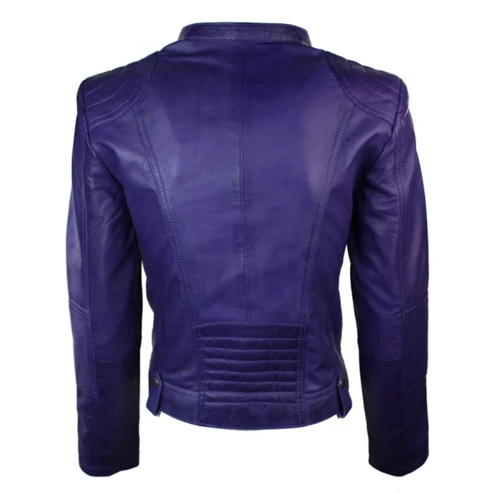 New Ladies Womens Real Leather Slim Fit Soft Zip Biker Style Jacket - Image 26