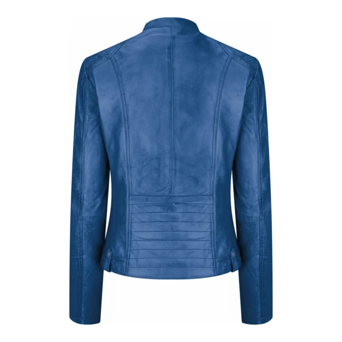New Ladies Womens Real Leather Slim Fit Soft Zip Biker Style Jacket - Image 36