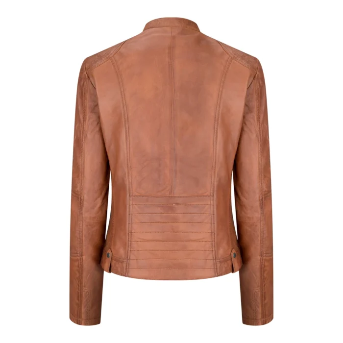 New Ladies Womens Real Leather Slim Fit Soft Zip Biker Style Jacket - Image 40