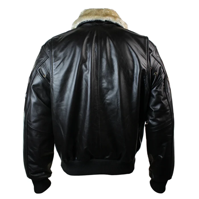 Mens Real Leather Jacket Bomber Aviator Style Badge Design Brown - Image 6