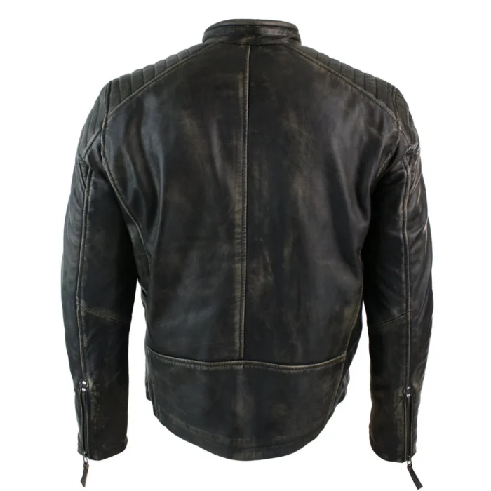 Mens Real Leather Washed Biker Airforce Jacket Distressed Casual Fit Retro Vintage - Image 6
