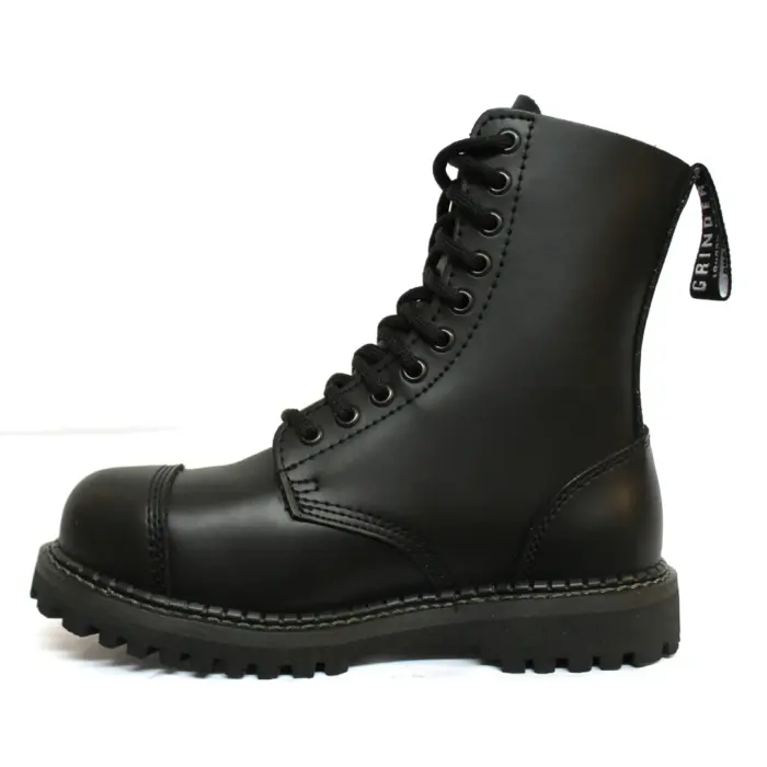Unisex Real Leather Military Boots Black Ginders Stag Punk Rock Safety Steel Toe - Image 6
