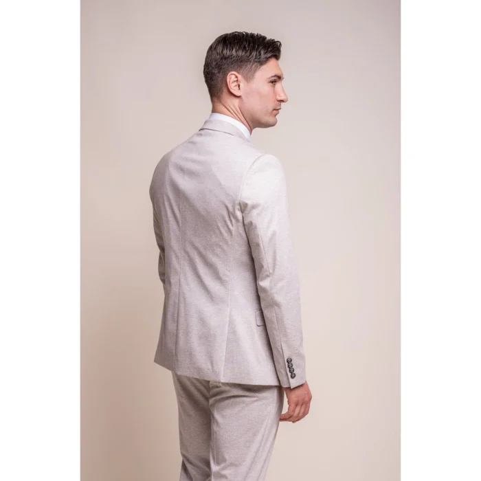 Mens Cream 3 Piece Suit Lightweight Tailored Fit - Image 7