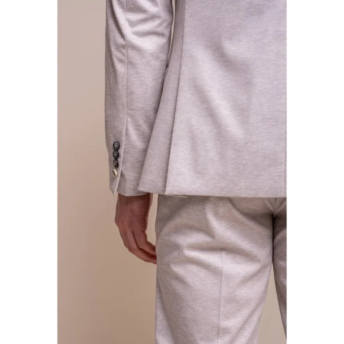 Mens Cream 3 Piece Suit Lightweight Tailored Fit - Image 6
