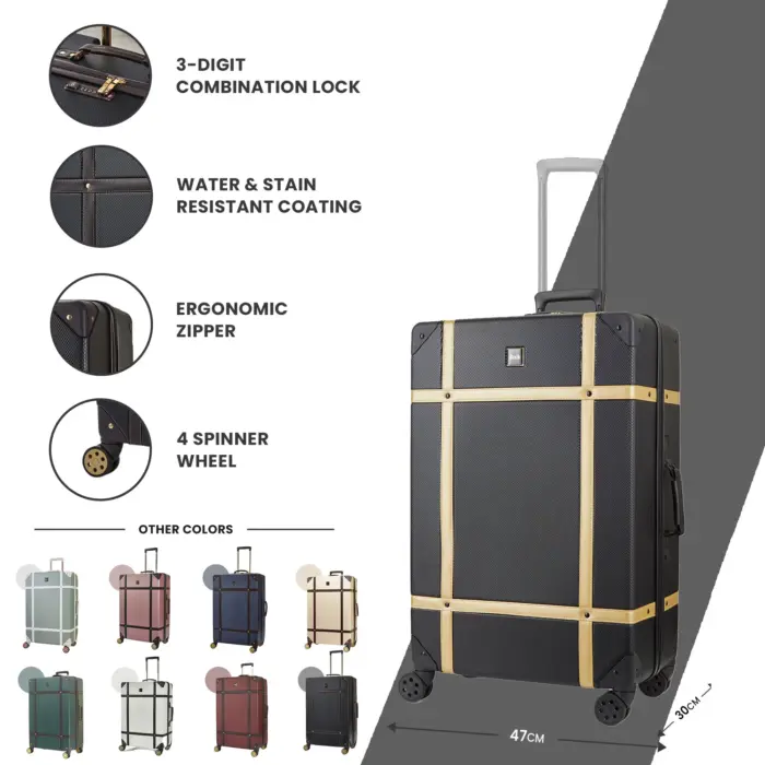 Luggage Suitcase Travel Bag Carry On Hand Cabin Check in Hard-Shell 4 Spinner Wheels Trolley Set | Vintage - Image 179