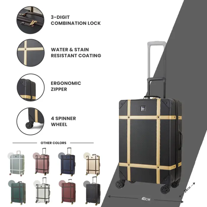 Luggage Suitcase Travel Bag Carry On Hand Cabin Check in Hard-Shell 4 Spinner Wheels Trolley Set | Vintage - Image 101