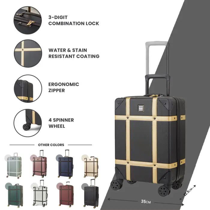 Luggage Suitcase Travel Bag Carry On Hand Cabin Check in Hard-Shell 4 Spinner Wheels Trolley Set | Vintage - Image 16