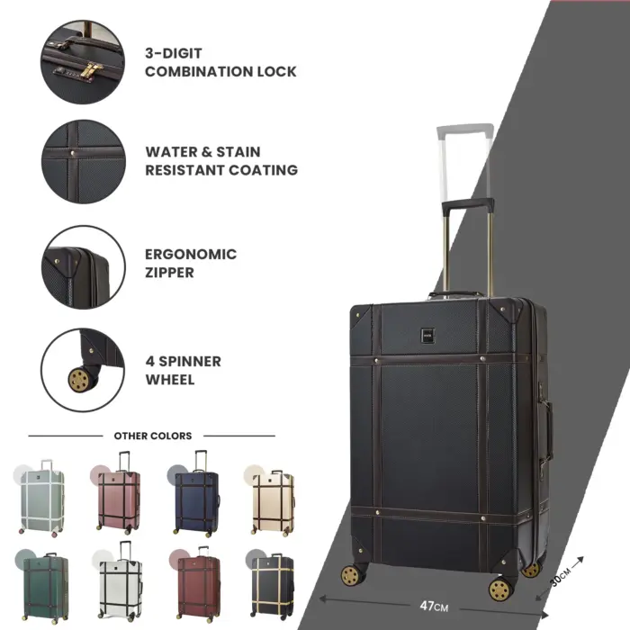 Luggage Suitcase Travel Bag Carry On Hand Cabin Check in Hard-Shell 4 Spinner Wheels Trolley Set | Vintage - Image 173