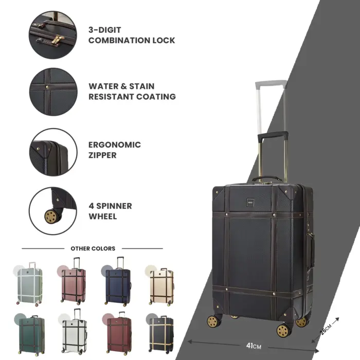 Luggage Suitcase Travel Bag Carry On Hand Cabin Check in Hard-Shell 4 Spinner Wheels Trolley Set | Vintage - Image 93