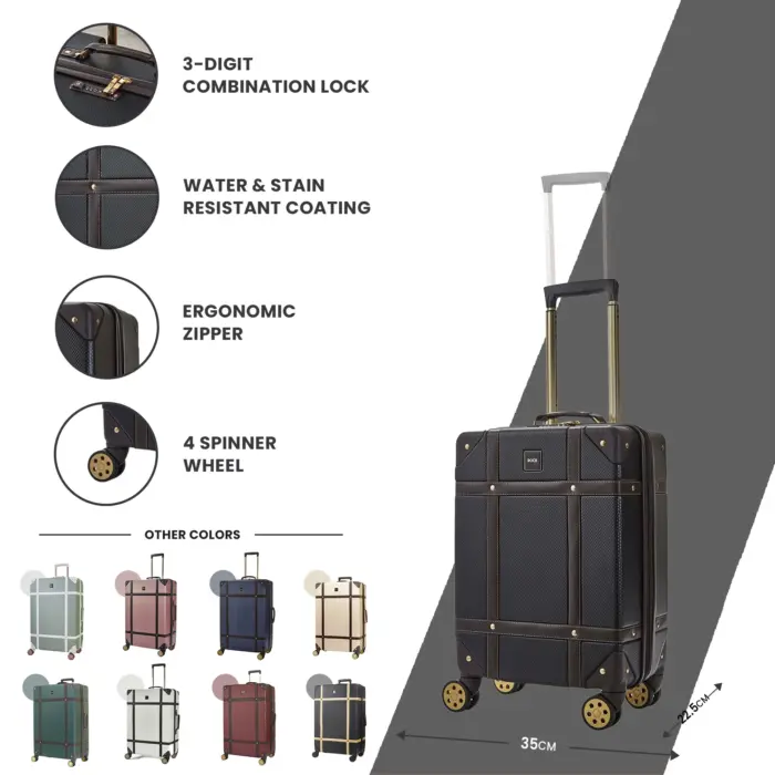Luggage Suitcase Travel Bag Carry On Hand Cabin Check in Hard-Shell 4 Spinner Wheels Trolley Set | Vintage - Image 2
