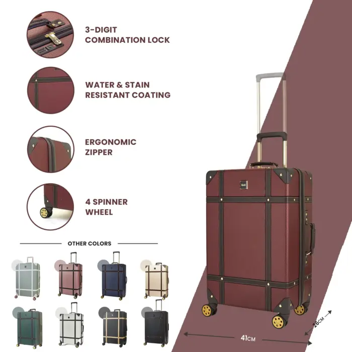 Luggage Suitcase Travel Bag Carry On Hand Cabin Check in Hard-Shell 4 Spinner Wheels Trolley Set | Vintage - Image 108