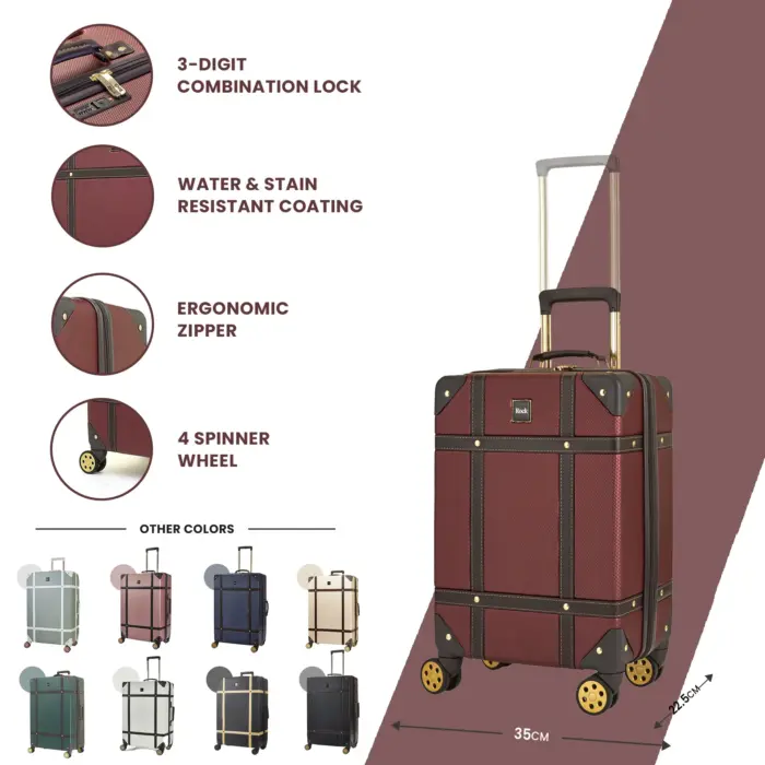Luggage Suitcase Travel Bag Carry On Hand Cabin Check in Hard-Shell 4 Spinner Wheels Trolley Set | Vintage - Image 25
