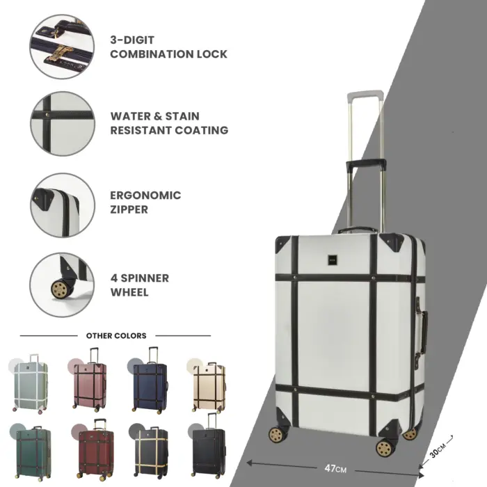Luggage Suitcase Travel Bag Carry On Hand Cabin Check in Hard-Shell 4 Spinner Wheels Trolley Set | Vintage - Image 197
