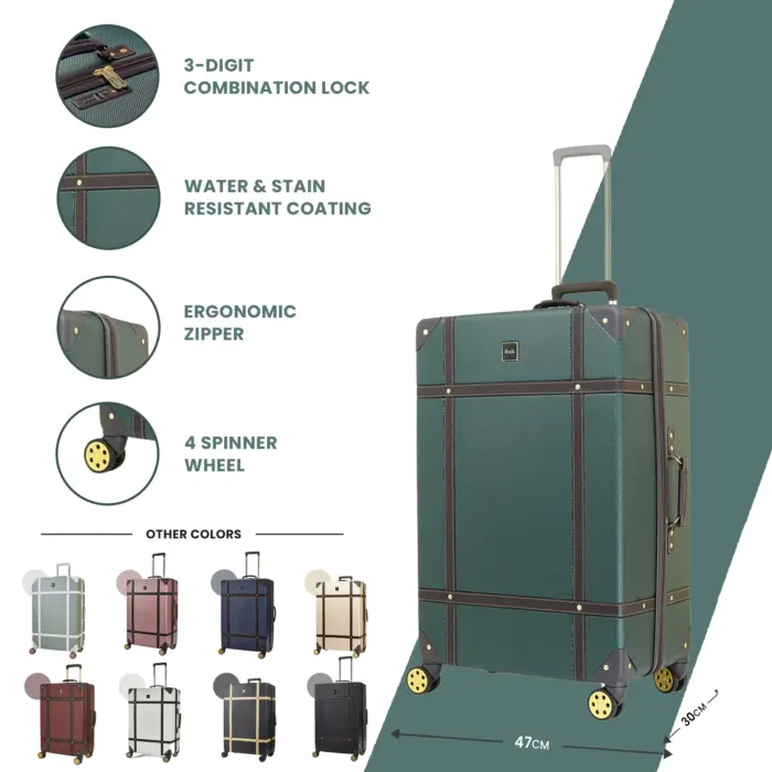 Luggage Suitcase Travel Bag Carry On Hand Cabin Check in Hard-Shell 4 Spinner Wheels Trolley Set | Vintage - Image 206