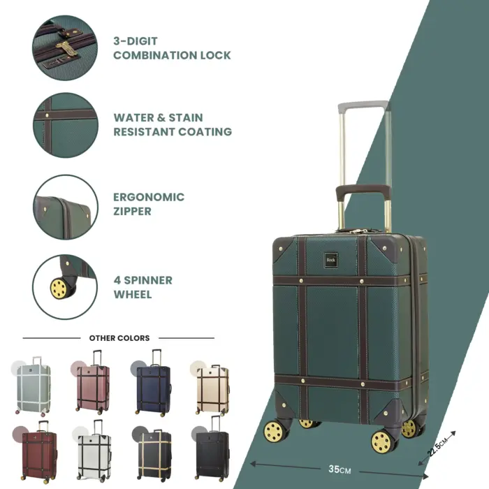 Luggage Suitcase Travel Bag Carry On Hand Cabin Check in Hard-Shell 4 Spinner Wheels Trolley Set | Vintage - Image 42