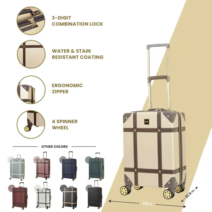 Luggage Suitcase Travel Bag Carry On Hand Cabin Check in Hard-Shell 4 Spinner Wheels Trolley Set | Vintage - Image 51