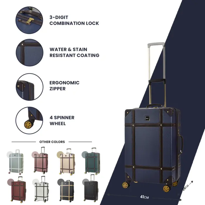 Luggage Suitcase Travel Bag Carry On Hand Cabin Check in Hard-Shell 4 Spinner Wheels Trolley Set | Vintage - Image 148