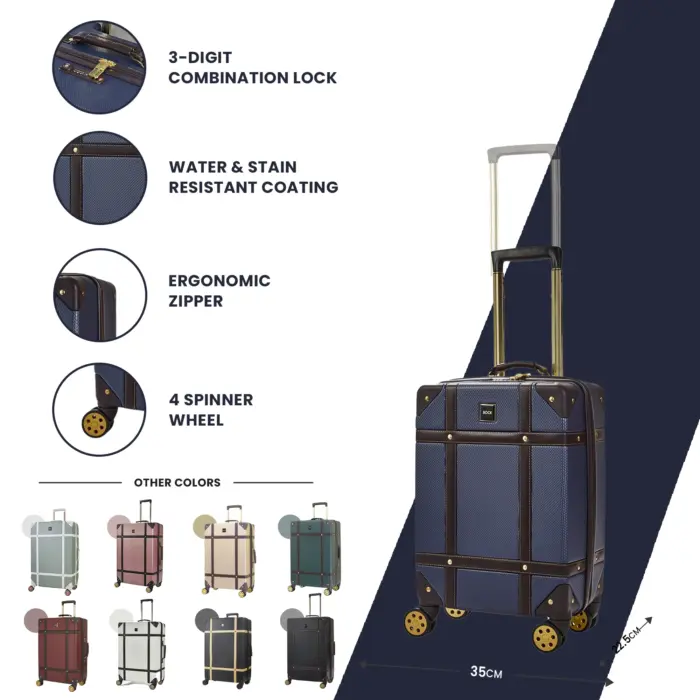 Luggage Suitcase Travel Bag Carry On Hand Cabin Check in Hard-Shell 4 Spinner Wheels Trolley Set | Vintage - Image 67