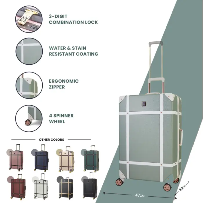 Luggage Suitcase Travel Bag Carry On Hand Cabin Check in Hard-Shell 4 Spinner Wheels Trolley Set | Vintage - Image 245