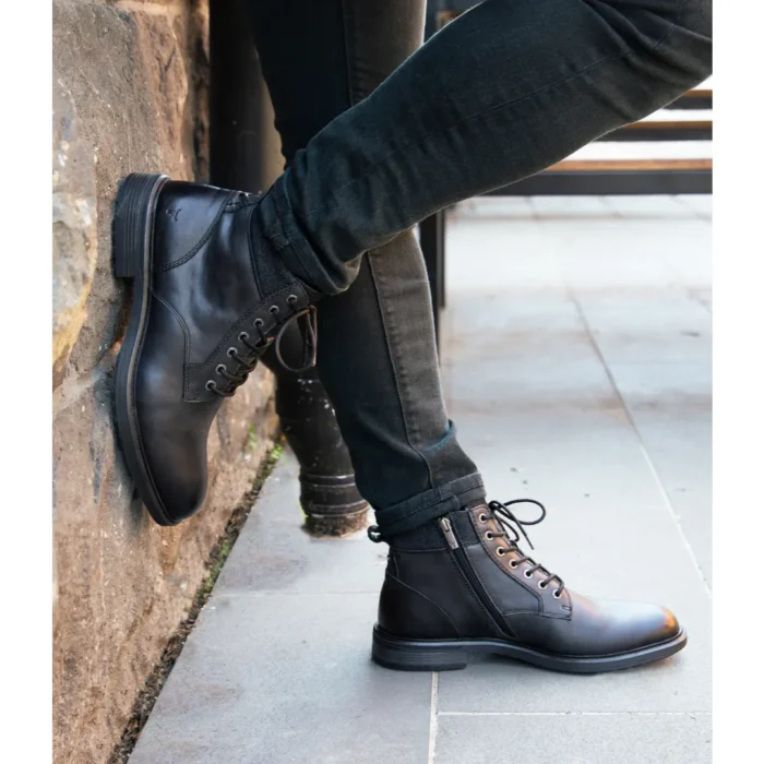 Beau - Men's Black Lace Up Side Zip Leather Chelsea Boots - Image 2