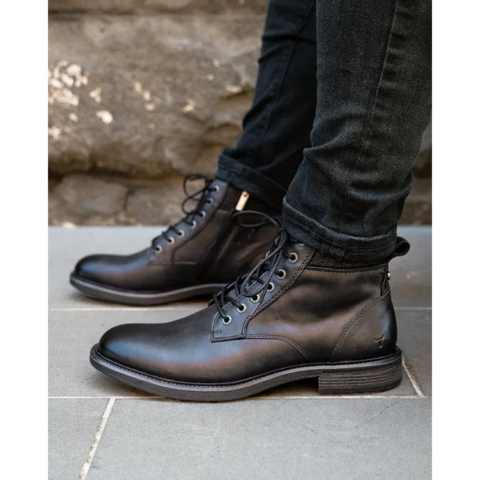 Beau - Men's Black Lace Up Side Zip Leather Chelsea Boots - Image 5