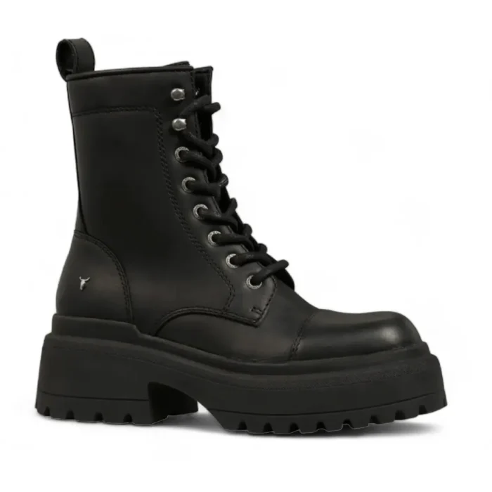 Destroy - Women's Black Mid Calf Leather Combat Boots - Image 3